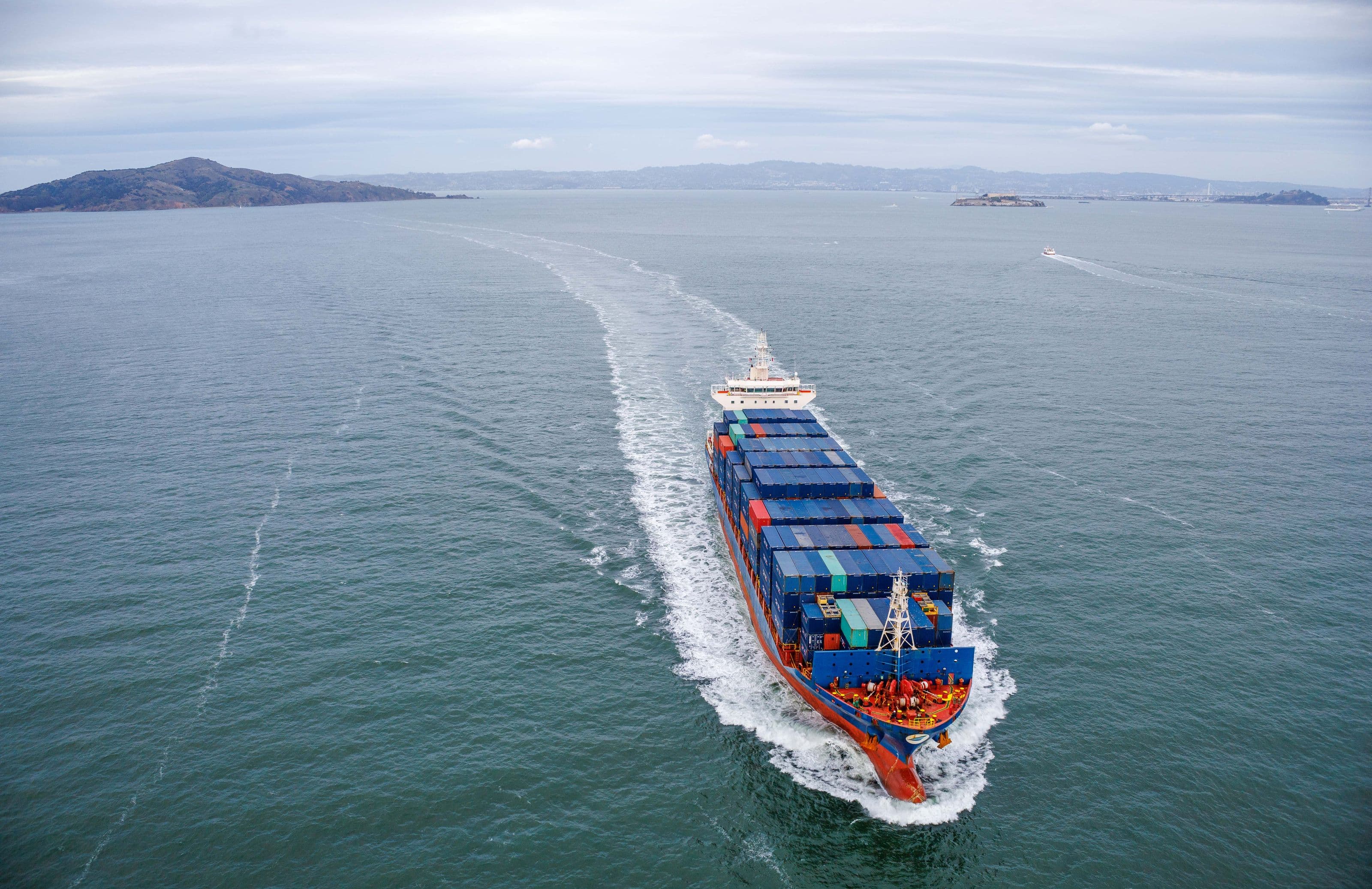 Container ship underway at sea
